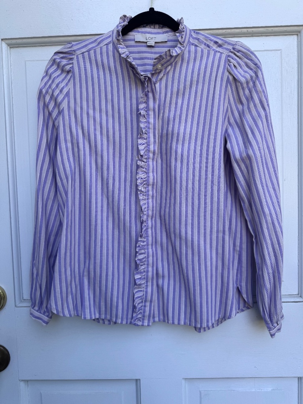 New with tags LOFT striped blouse in purple hues,women’s size XS.